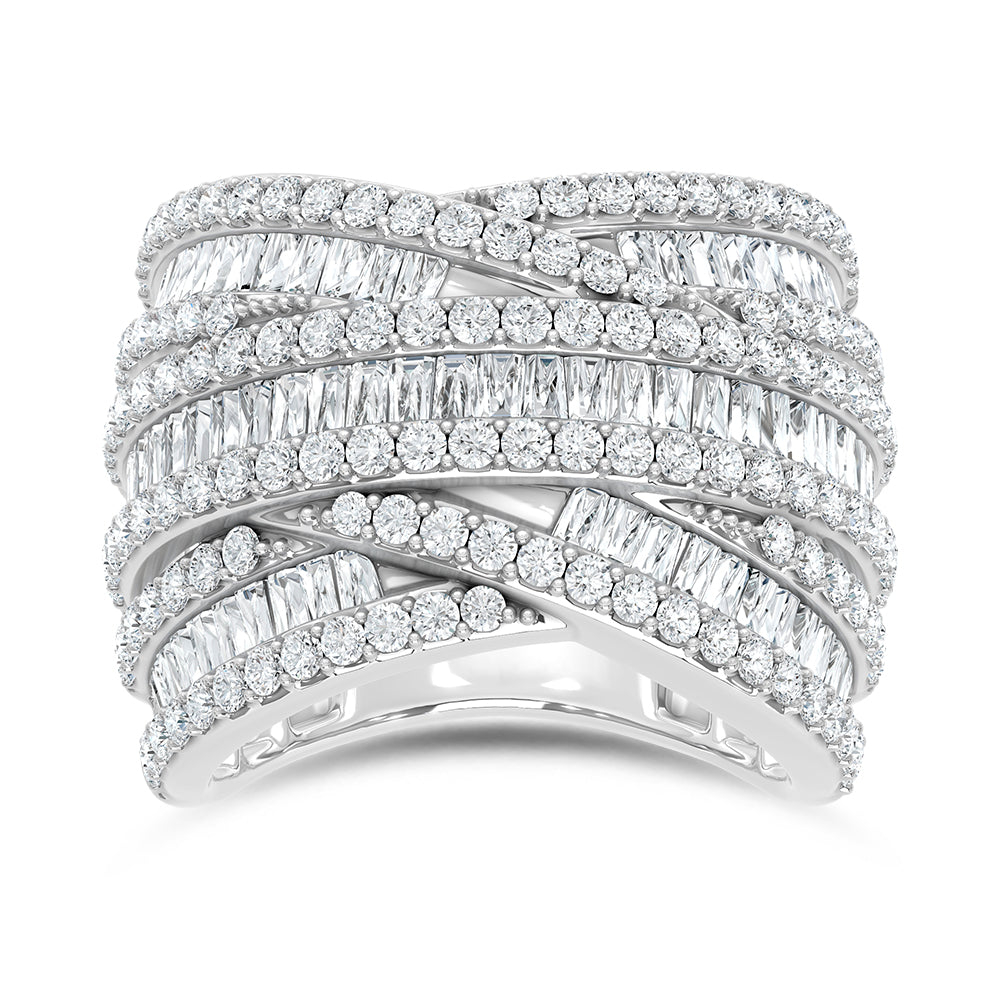 14K White Gold Lab Grown Diamond 2 Ct.Tw. Round and Tapper Fashion Ring