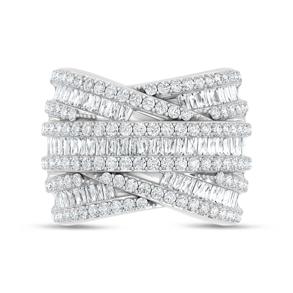 14K White Gold Lab Grown Diamond 2 Ct.Tw. Round and Tapper Fashion Ring