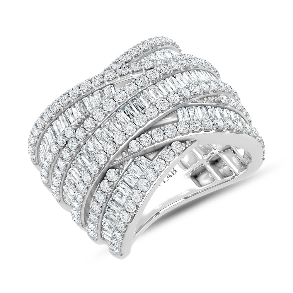 14K White Gold Lab Grown Diamond 2 Ct.Tw. Round and Tapper Fashion Ring