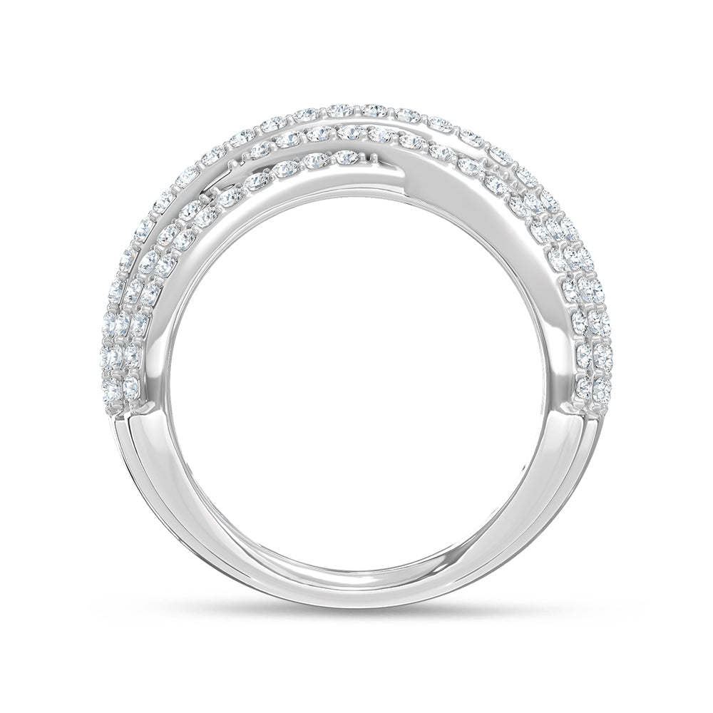 14K White Gold Lab Grown Diamond 2 Ct.Tw. Round and Tapper Fashion Ring