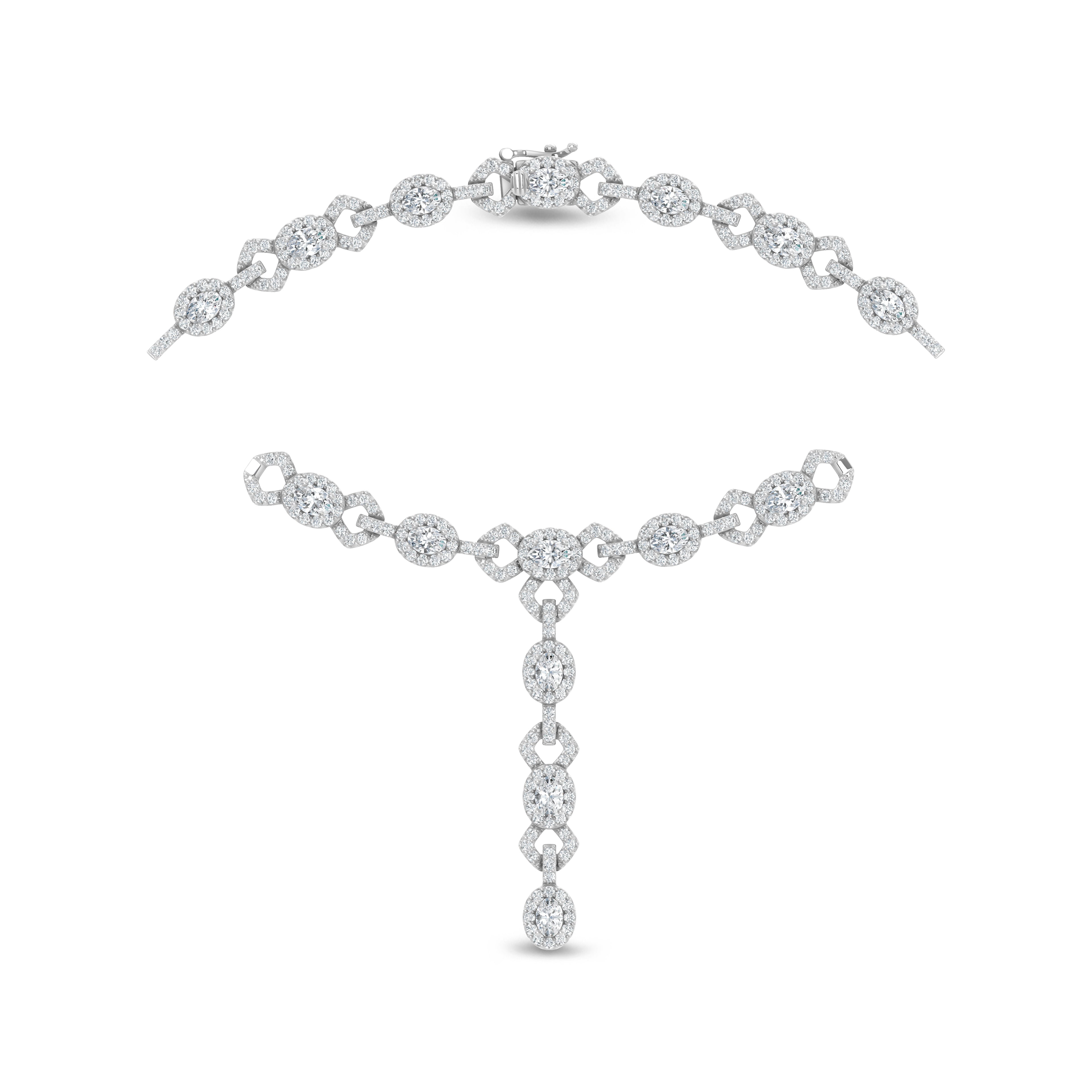 14K White Gold Lab Grown Diamond 16 3/4 Ct.Tw. Fashion Necklace