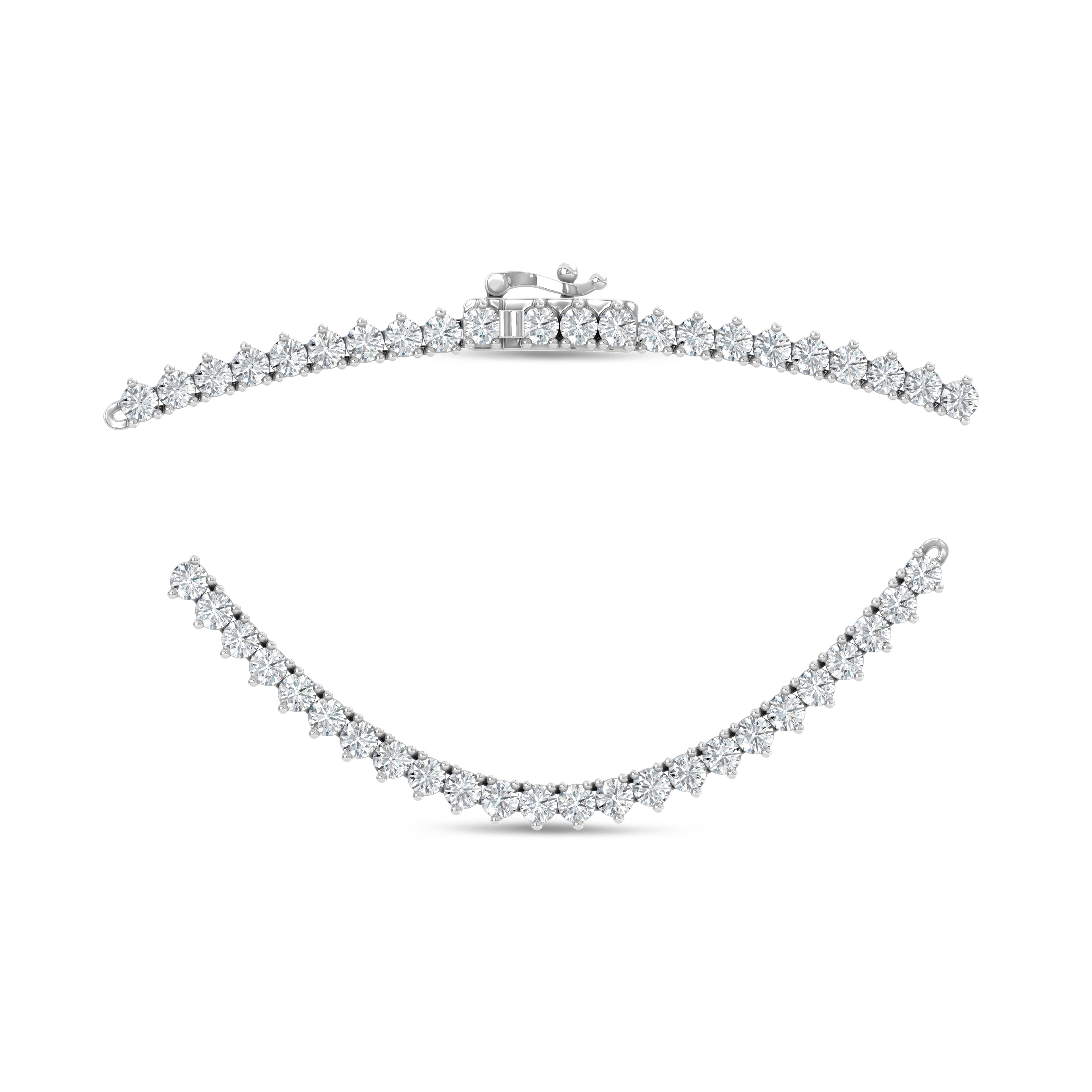 14K White Gold Lab Grown Diamond 10 Ct.Tw. 3 Prong Necklace