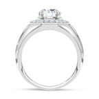 14K White Gold Lab Grown Diamond 3 Ct.Tw. Round and Straight Baguette Mens Fashion Ring (IGI Certified Center 2ct)