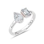 14K White Gold Lab Grown Diamond  1 Ct.Tw. Emerald and Pear Shape Two Stone Ring
