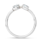 14K White Gold Lab Grown Diamond  1 Ct.Tw. Emerald and Pear Shape Two Stone Ring