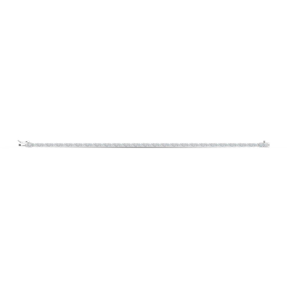 14K White Gold Lab Grown Diamond 4 1/4 Ct.Tw. Emerald and Oval Shape Fashion Bracelet
