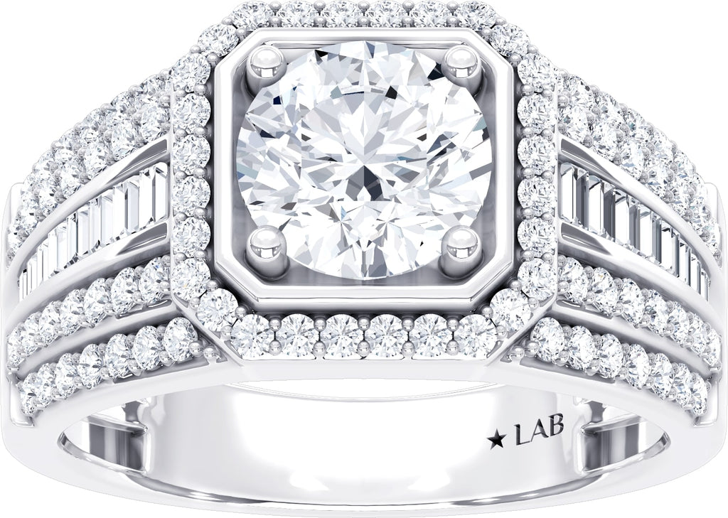 14K White Gold Lab Grown Diamond 3 Ct.Tw. Mens Ring