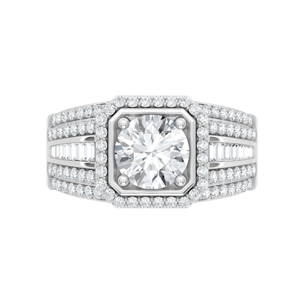 14K White Gold Lab Grown Diamond 3 Ct.Tw. Mens Ring