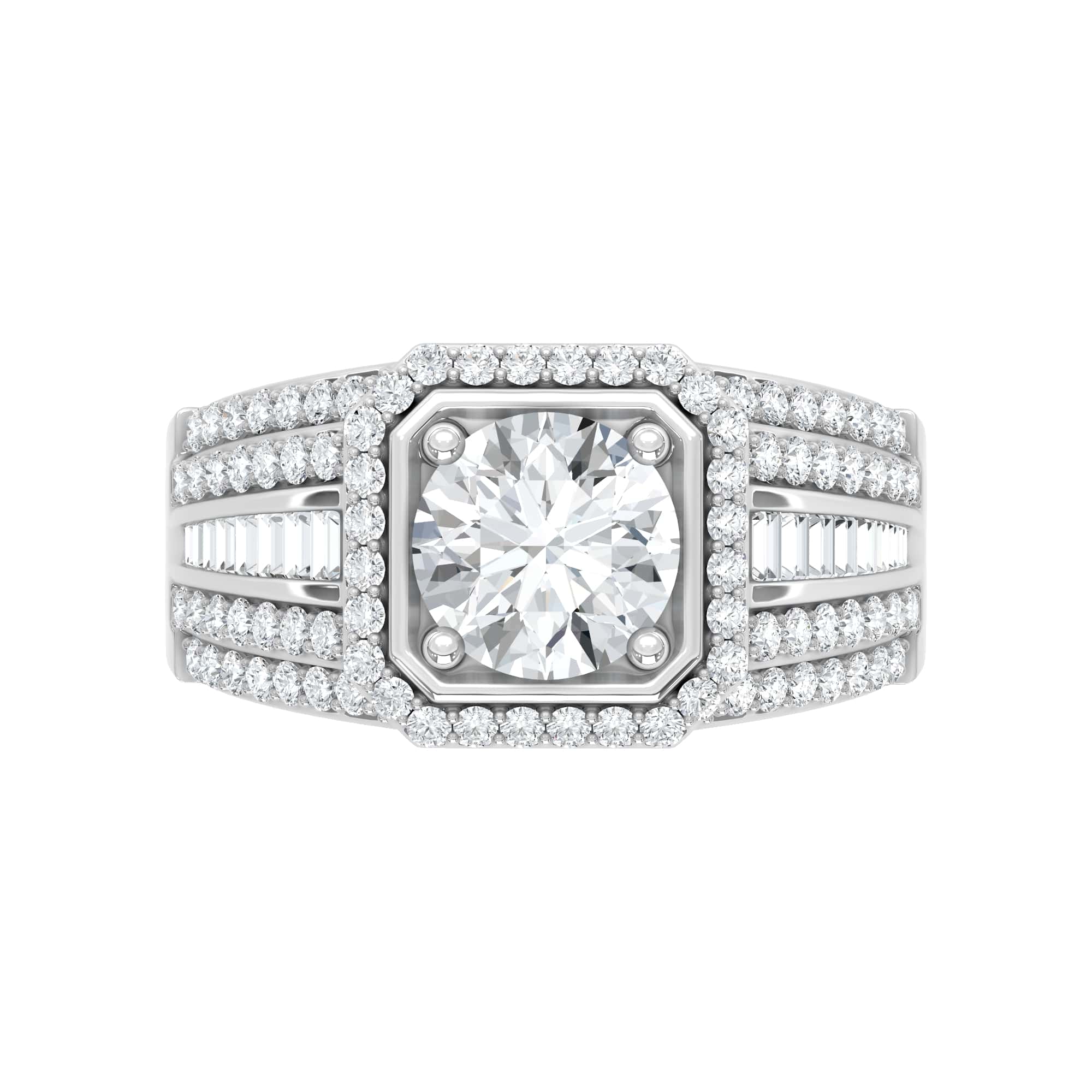 14K White Gold Lab Grown Diamond 3 Ct.Tw. Mens Ring