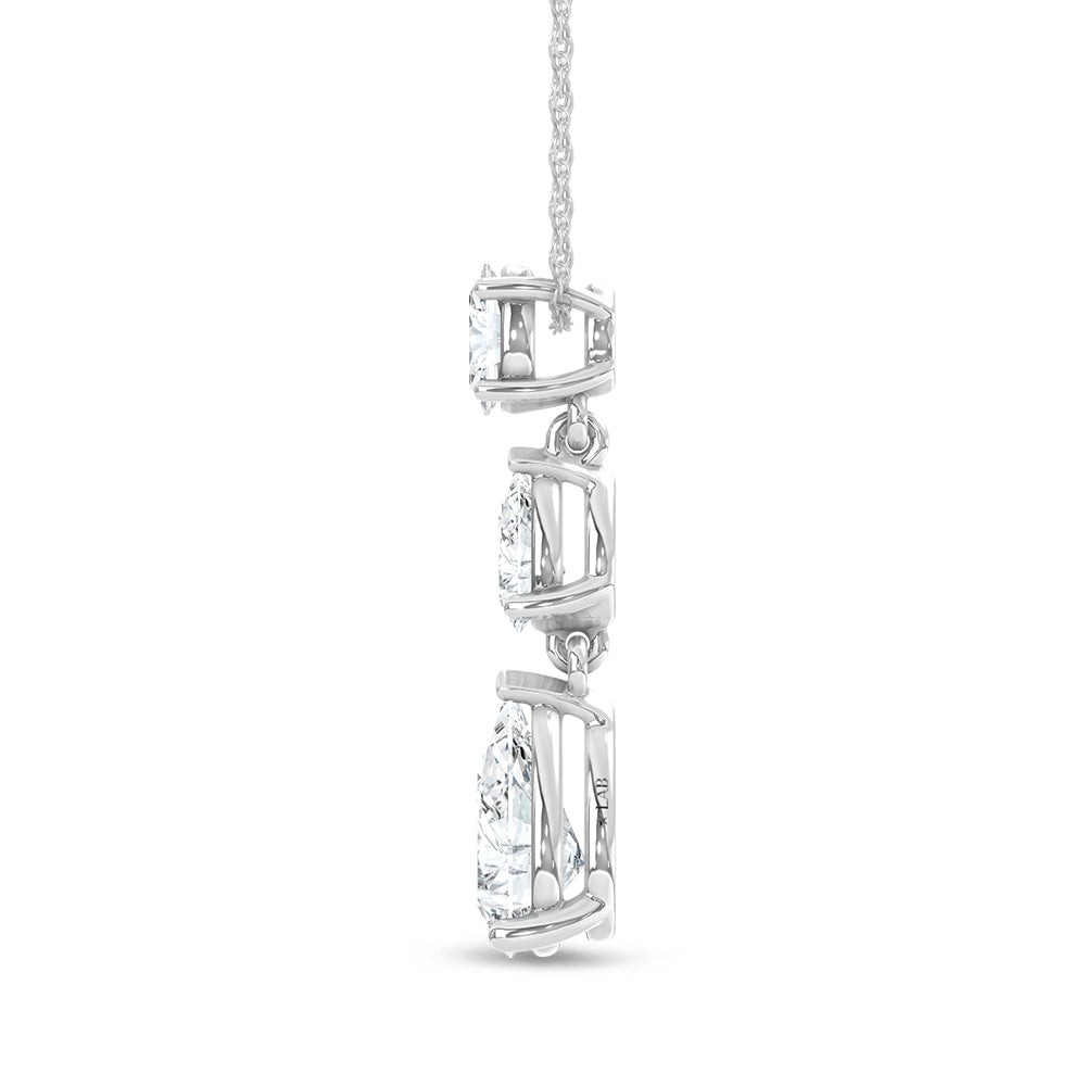 14K White Gold Lab Grown Diamond 1 1/2 Ct.Tw. Oval and Pear Shape Fashion Pendant