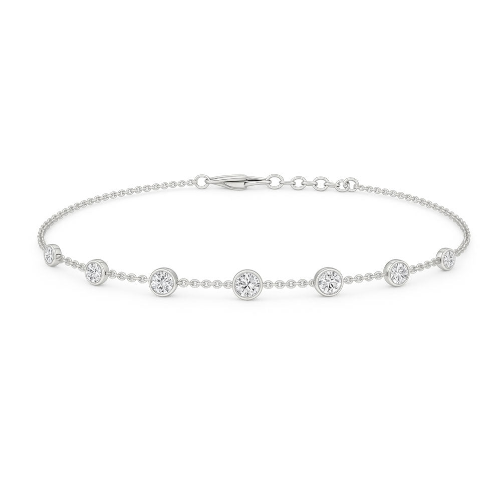 14K White Gold Lab Grown Diamond 1/2 Ct.Tw. Yard Chain Bracelet (SIZE-16")