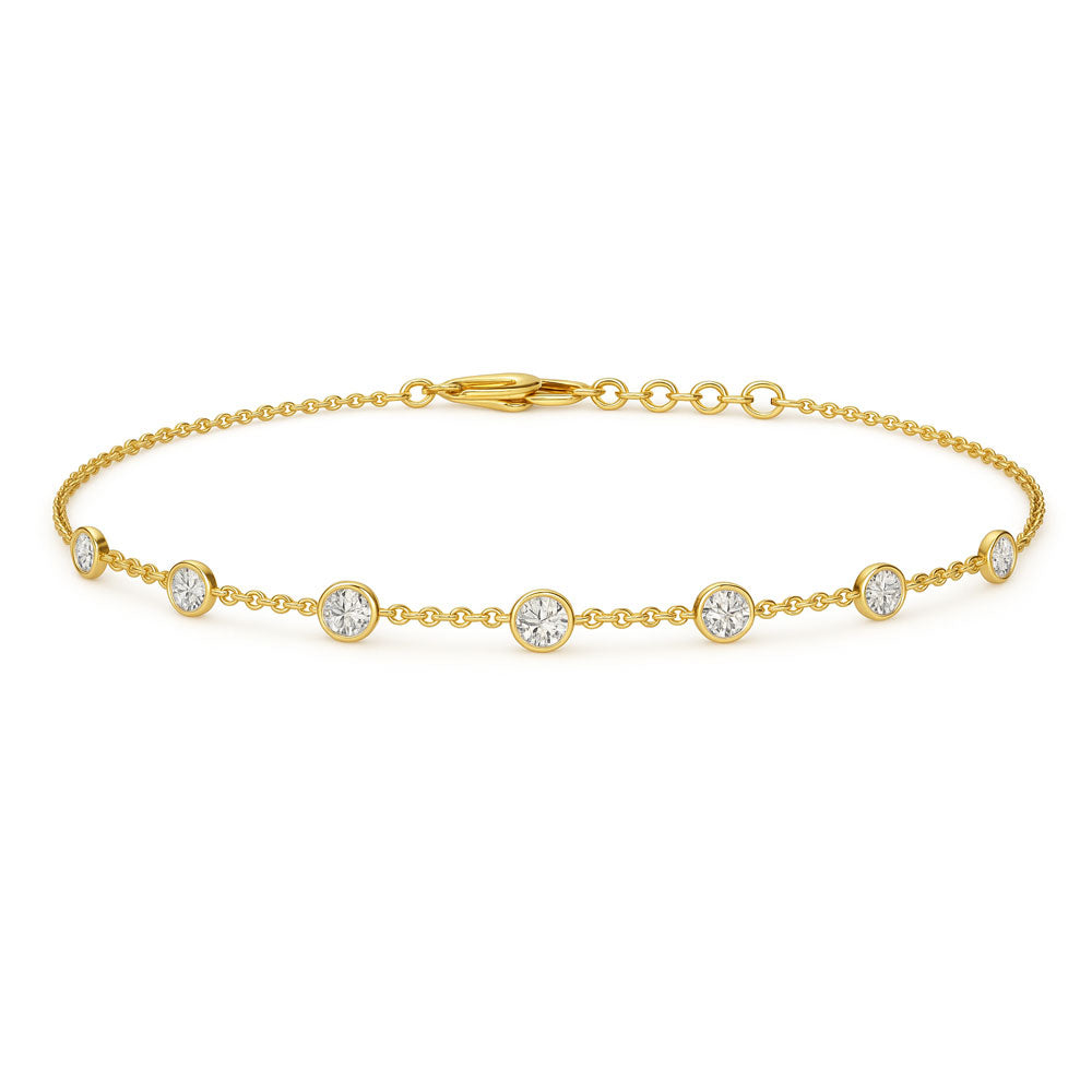 14K Yellow Gold Lab Grown Diamond 2 Ct.Tw. Yard Chain Bracelet (SIZE-16")