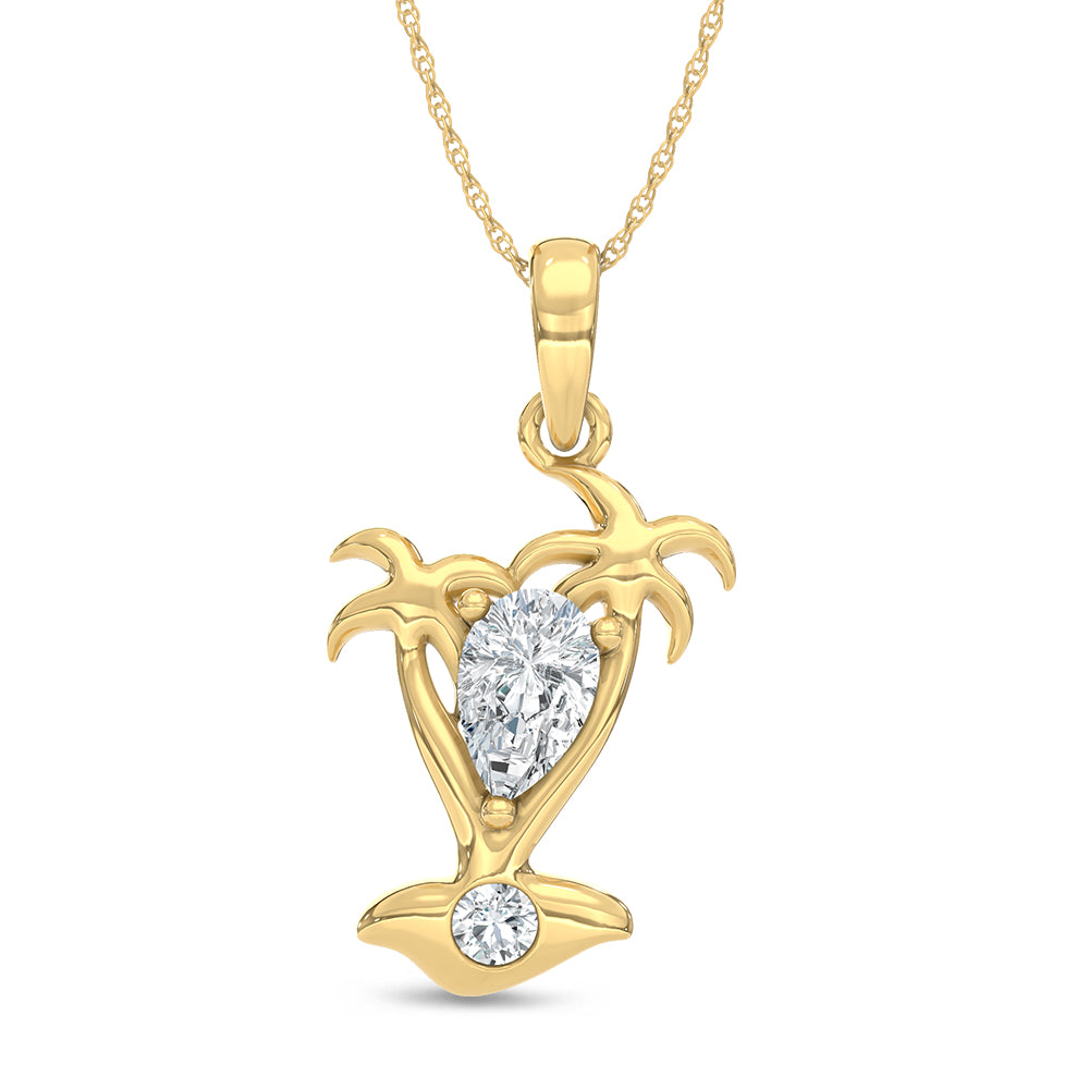 14K Yellow Gold Lab Grown Diamond 1/2 Ct.Tw.Fashion Pendant