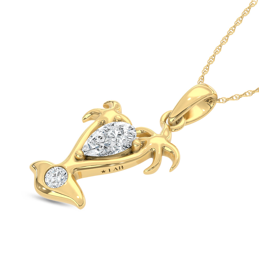 14K Yellow Gold Lab Grown Diamond 1/2 Ct.Tw.Fashion Pendant