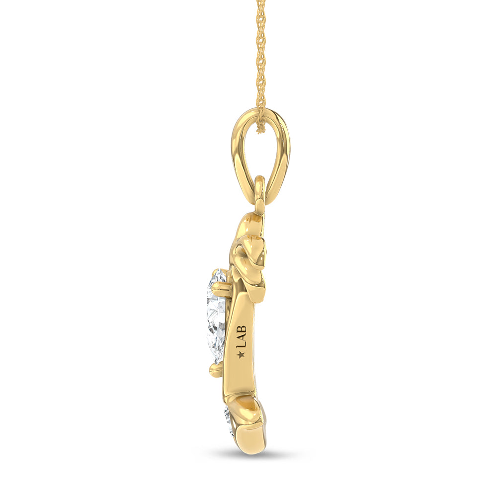 14K Yellow Gold Lab Grown Diamond 1/2 Ct.Tw.Fashion Pendant
