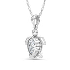 14K White Gold Lab Grown Diamond 1 Ct.Tw. Turtle Pendant