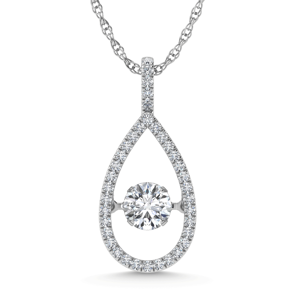 14K White Gold Lab Grown Diamond 1 1/5 Ct.Tw. Pear Shape Shimmering Pendant (Center 1 ct)