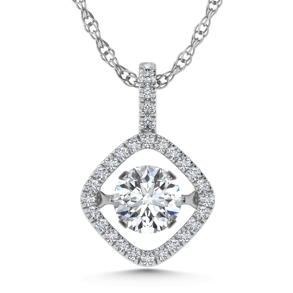 14K White Gold Lab Grown Diamond 1 1/8 Ct.Tw. Kite Shape Shimmering Pendant (Center 1/2 ct)