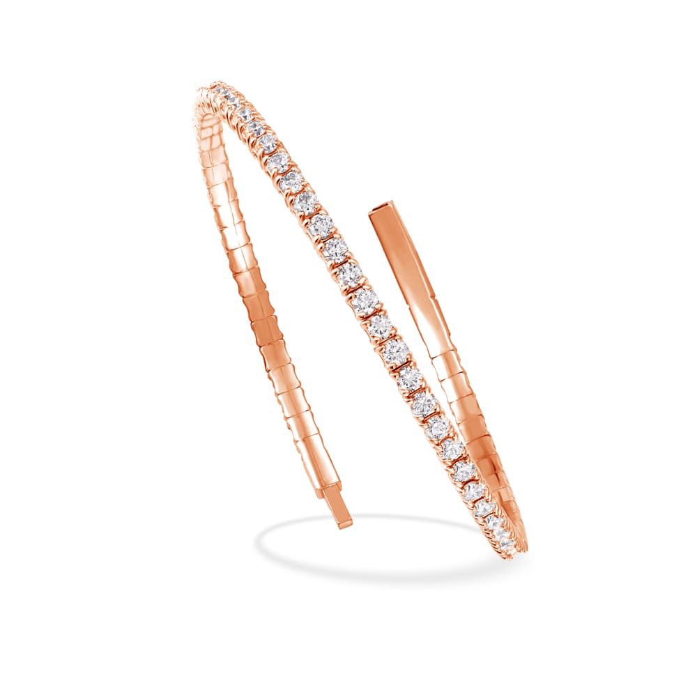 Lab Grown Diamond 5 Ct.Tw. Full Eternity Flexible Bangle in 14K Rose Gold (Size 6.75)