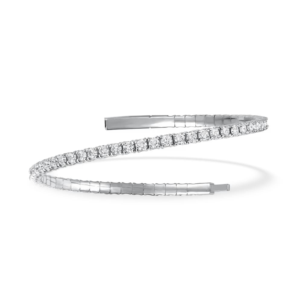 Lab Grown Diamond 5 Ct.Tw. Full Eternity Flexible Bangle in 14K White Gold (Size 6.75)
