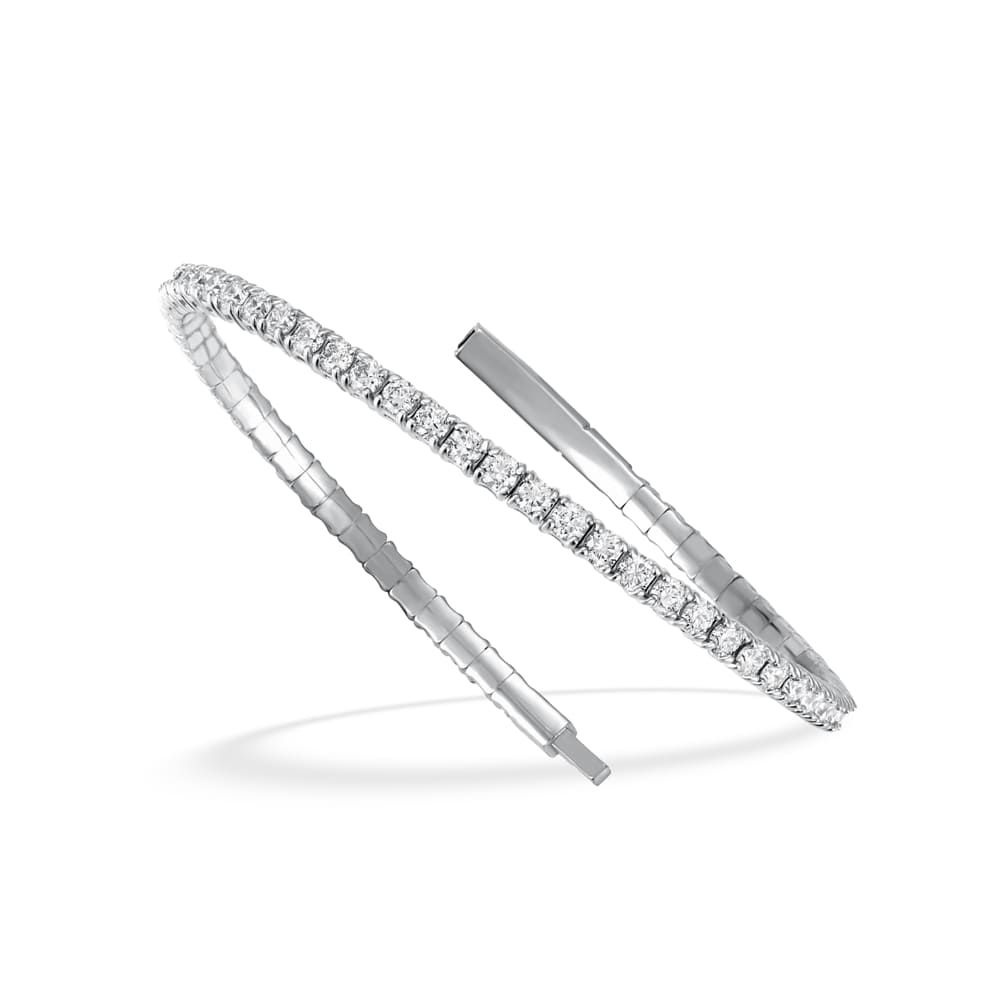 Lab Grown Diamond 1 1/2 Ct.Tw. Half Way Flexible Bangle in 14K White Gold (Size 6.75)