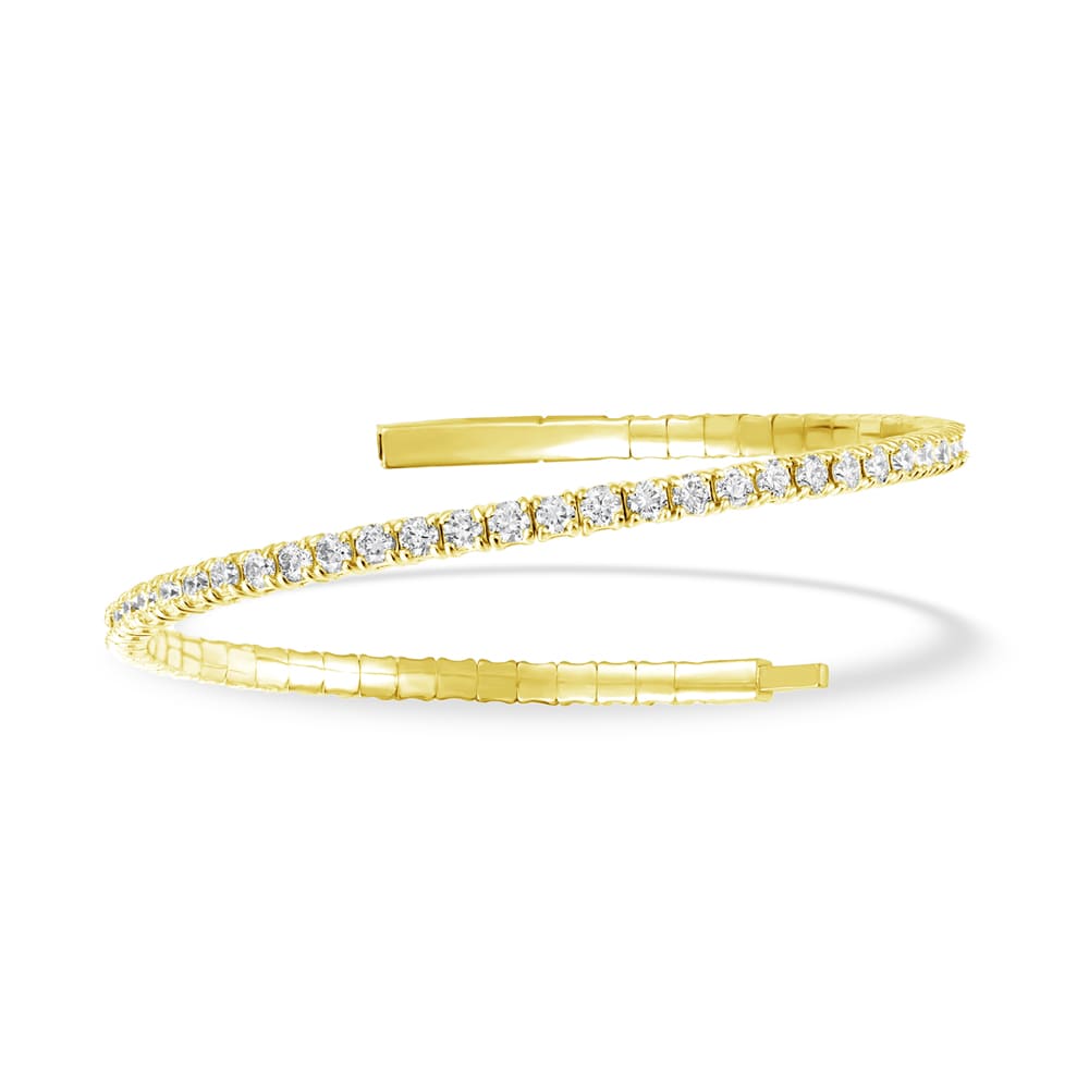 Lab Grown Diamond 3 Ct.Tw. Half Way Flexible Bangle in 10K Yellow Gold (Size 6.75)