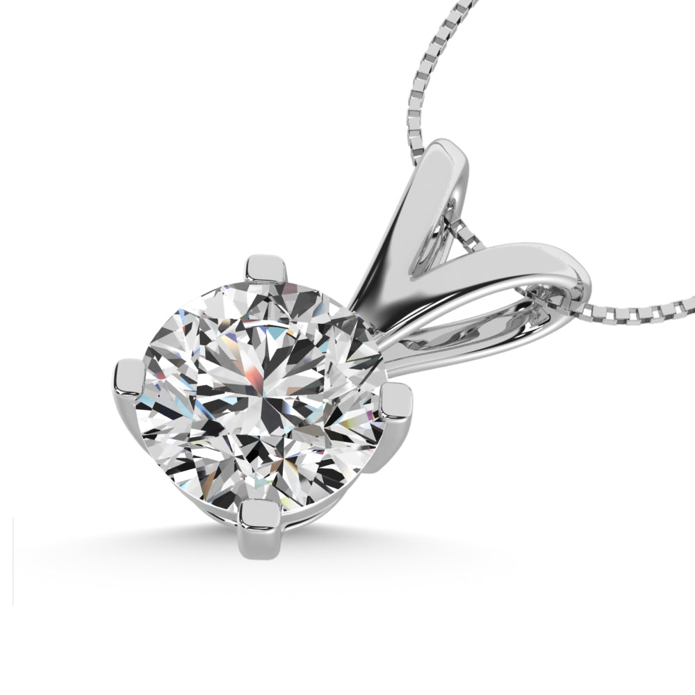 14K White Gold Lab Grown Diamond 3/4 Ct.Tw. Starlab Certified VS F+ Solitaire Pendant (Available in 0.10ct to 2ct)
