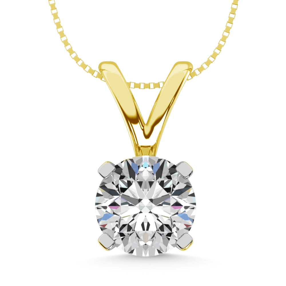 14K Yellow Gold Lab Grown Diamond 1/5 Ct.Tw. Starlab Certified VS F+ Solitaire Pendant (Available in 0.10ct to 2ct)