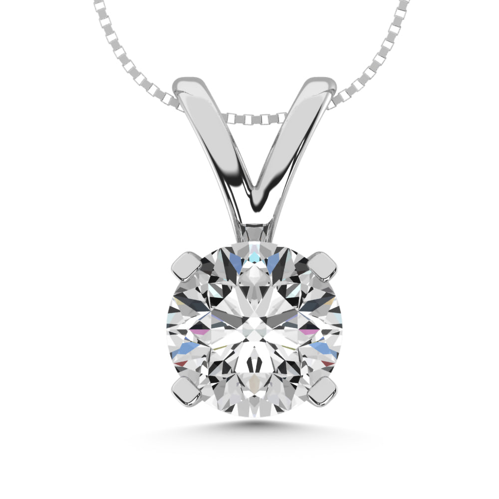 14K White Gold Lab Grown Diamond 2 Ct.Tw. Starlab Certified VS F+ Solitaire Pendant (Available in 0.10ct to 2ct)