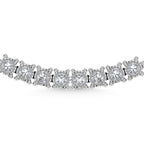 Sterling Silver Lab Grown Diamond 2 7/8 Ct.Tw. 4 Prong Illusion Necklace 20 Inch (10 CT Look