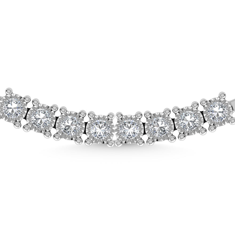 Sterling Silver Lab Grown Diamond 6 7/8 Ct.Tw. 4 Prong Illusion Necklace 24 Inch (15 CT Look)