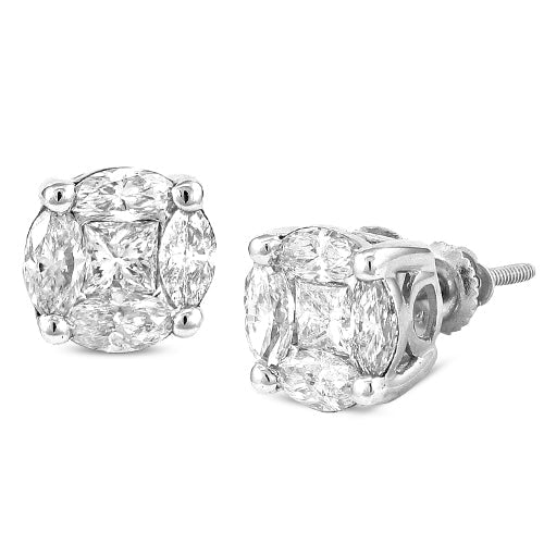 14KW 2.05CTW DIAMOND PIE CUT EARRING STUDS