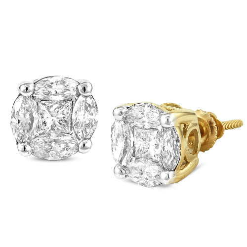 14KY 2.05CTW DIAMOND PIE CUT EARRING STUDS
