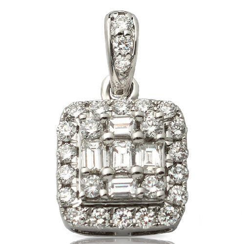 14KW 0.50CTW BAGUETTE DIAMOND SQUARE PENDANT WITH
