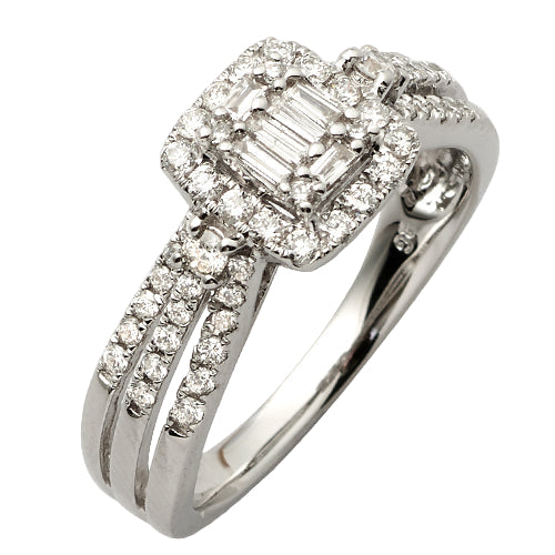 14KW 0.60CTW BAGUETTE DIAMOND SWUARE HEAD RING W/H