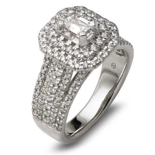 14KW 1.50CTW BAGUETTE DIAMOND RING - DOUBLE EMERAL