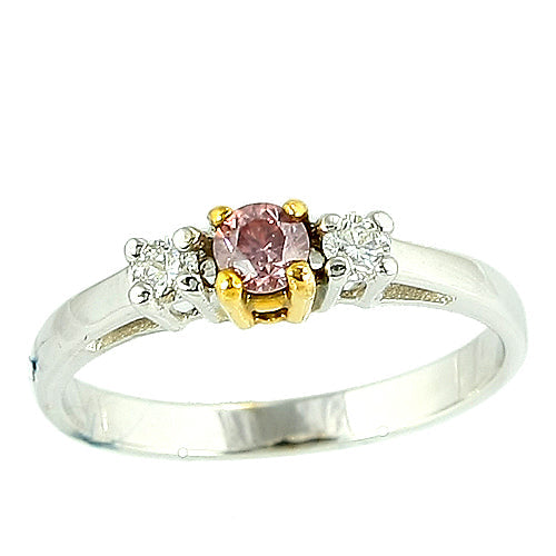 18KW 0.30CTW PINK DIA RING