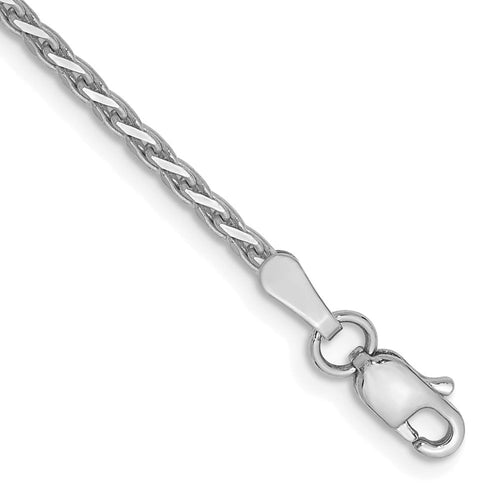 14k WG 1.6mm D/C Parisian Wheat Chain Anklet