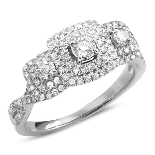 14KW 1.00CTW DIAMOND 3-STONE RING