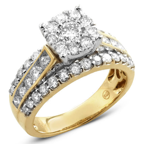 14KY 2.15CTW FANCY DIAMOND FLEUR RING [0.29CT CTR]