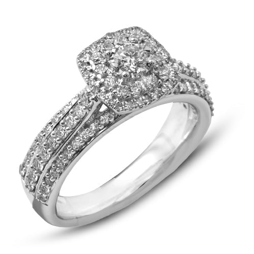 14KW 1.00CTW DIAMOND SQUARE SHAPE ILLUSION SET RIN