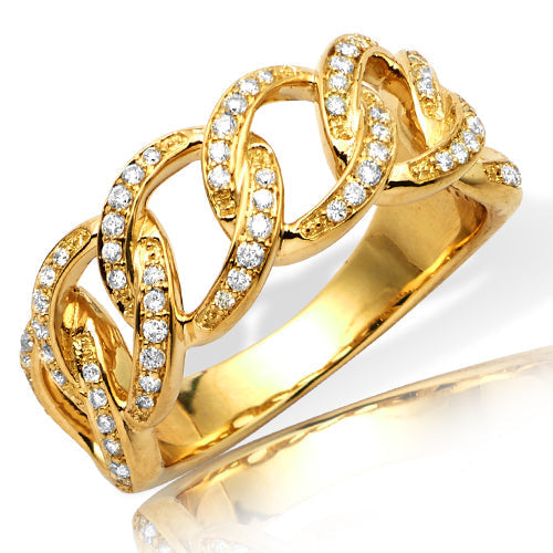 14KY 0.35CTW DIAMOND MIAMI CUBAN RING