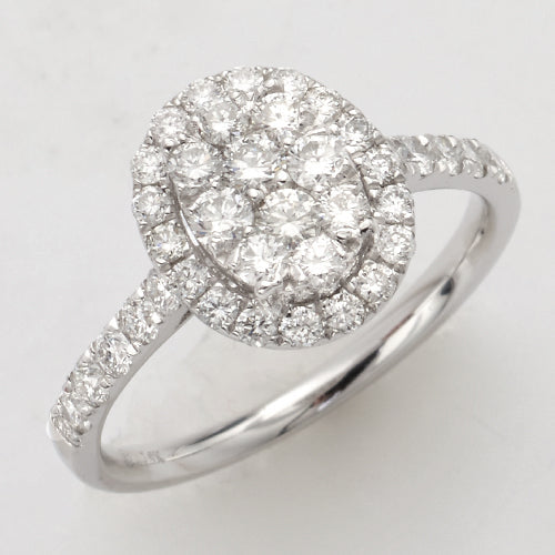 14KW 1.00CTW DIAMOND OVAL CLUSTER RING - SINGLE