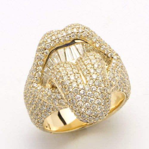 14KY 4.50CTW BAGUETTE DIAMOND MOUTH RING - TONGUE