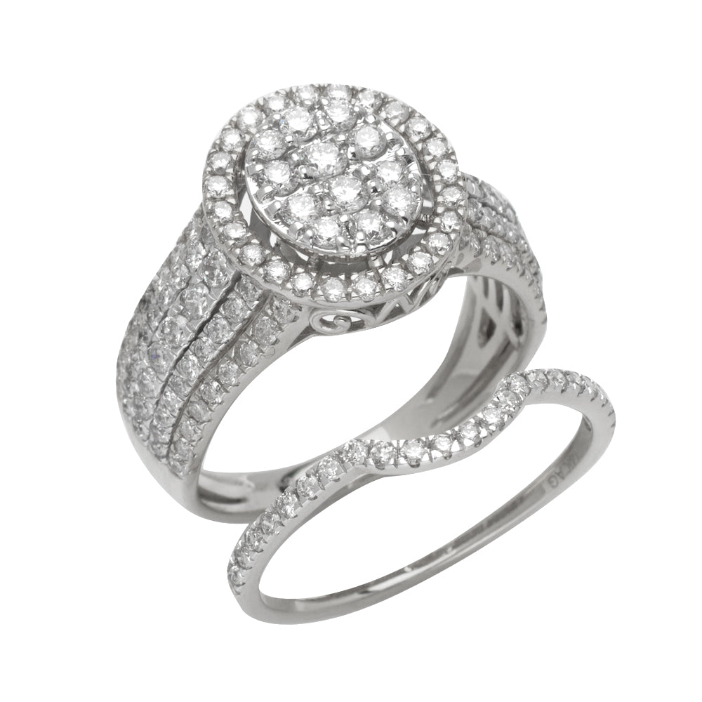 14KW 1.60CTW DIAMOND OVAL BRIDAL SET