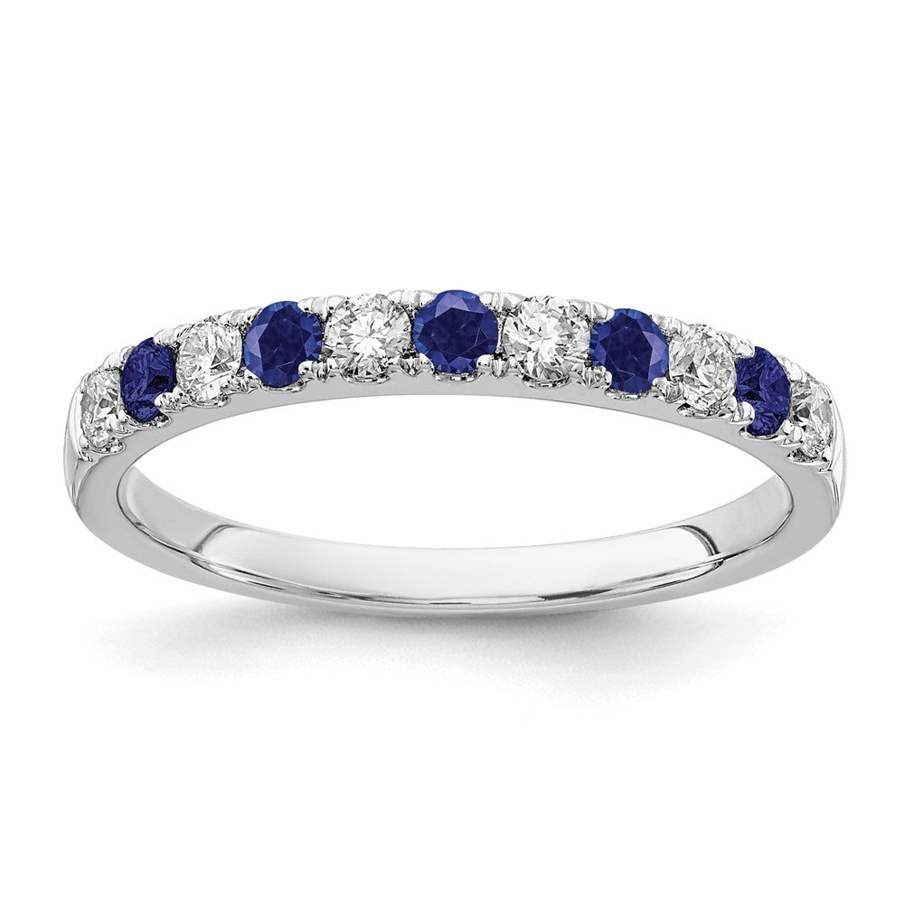 14k White Gold 1/2 ct Lab Grown Dia VS/SI+ G+ & Cr Sapphire Complete Band
