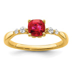 14k Gold Polished Ruby and Diamond Ring