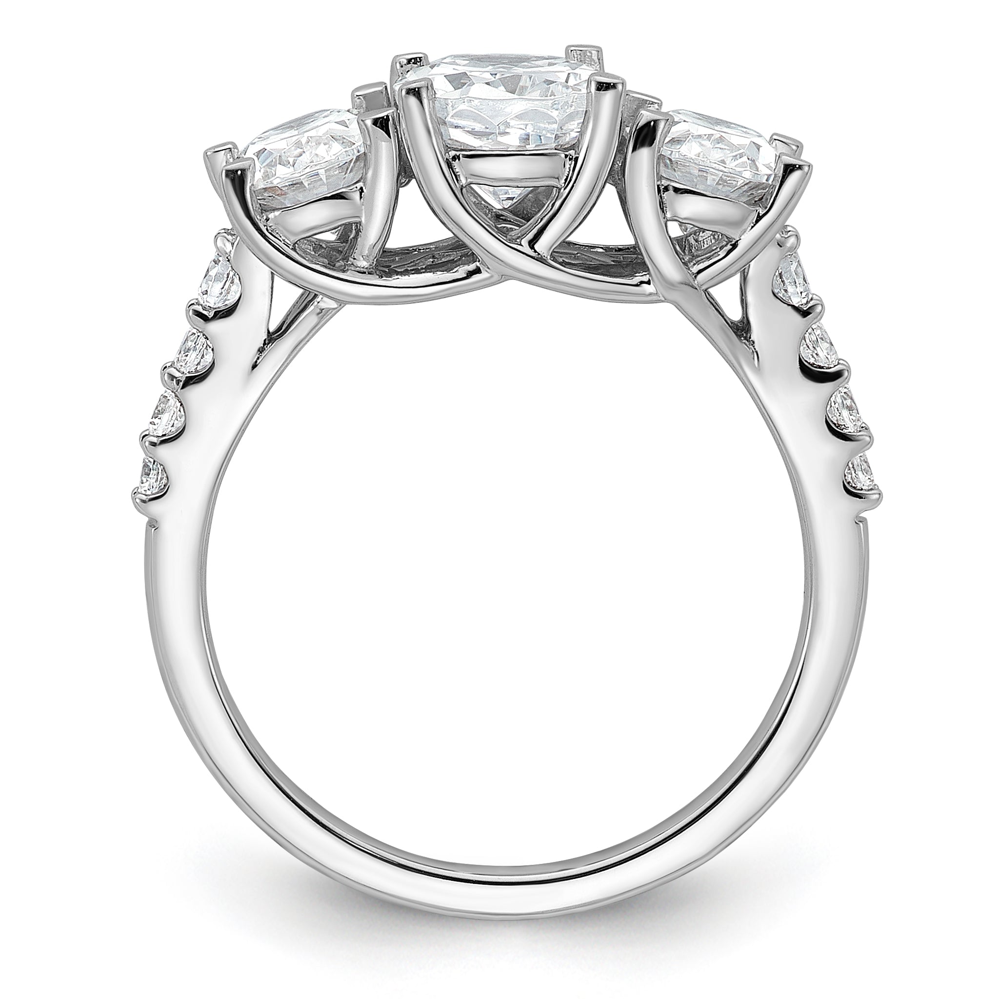 14K WG VS/SI+ G+ Lab Grown Diamond Complete 3-stone Ring