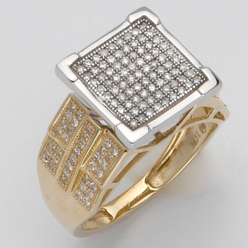10KY+W 0.60CTW MICROPAVE DIAMOND SQUARE HEAD RING