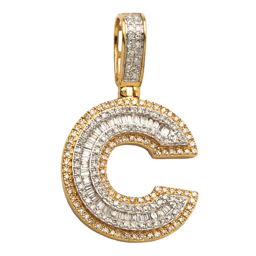 14KY 0.65 CTW DIAMOND INITIAL PENDANT 